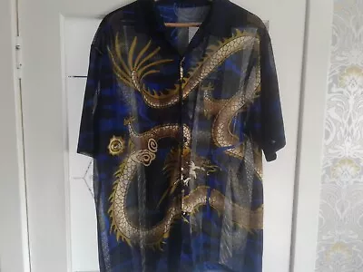 Chinese Woven Dragon Pattern Shirt Part See Through Mixed Fabric New No Tags. • £17