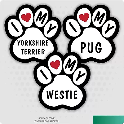 £1.93 • Buy I Love My Dog Car Bumper Sticker - Self-Adhesive Vinyl Decal - Various Breeds