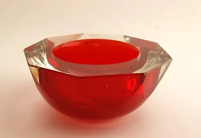 Vintage Mandruzzato Murano Art Glass Candy Dish Red And Clear • $89