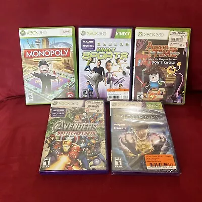 Xbox 360 Game Lot 5 Adventure Time Avengers Monopoly Kinect Sports Fable Journey • $11