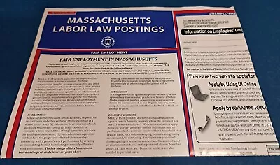 Labor Law 2023 Massachusetts Federal  POSTER Workplace Compliance  3x2  • $3.48