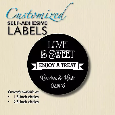 LOVE IS SWEET Enjoy A Treat-Chalkboard Stickers-Wedding Favor Label-candy Buffet • £7.68