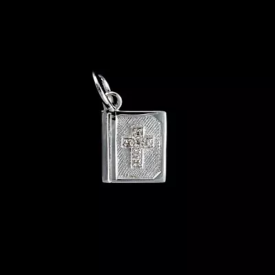 9ct White Gold Diamond  Bible  Pendant (0.02ct) • $144.22