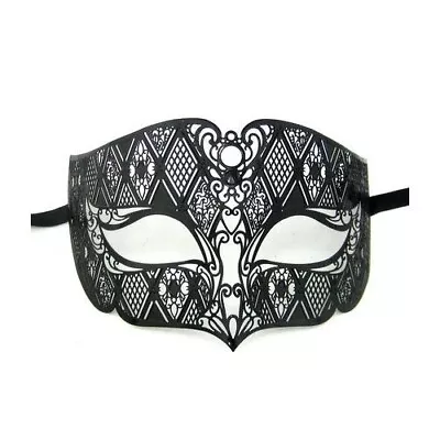Male Masquerade Masks Black Laser Cut Metal Mask For Men • $19.45