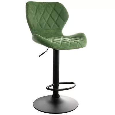 Elama Vintage Faux Leather Adjustable Bar Stool In Green With Black Base • $142.43