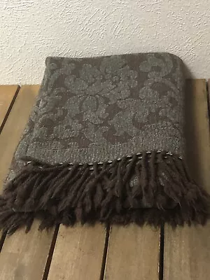 Restoration Hardware RH Brown Gray Wool Blend Throw Blanket 50x60” EUC • $65