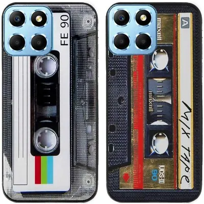 2 Pcs Retro Cassette Tape TPU Gel Back Case Cover For Huawei Honor Phone • £8.39