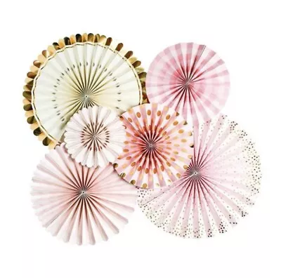 Blush And Gold Paper Party Fan Collection (6 Fans) & Table Scatter My Mind’s Eye • $12.99