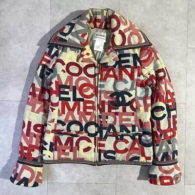 $1150 • Buy CHANEL Vintage 00A Logo Letter Puffer Jacket #38 Coco Mark Pink Cotton Japan
