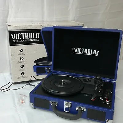 Victrola VCS-550BT Blue Black 3 Speed Stereo Speakers Bluetooth Turntable • $152.99