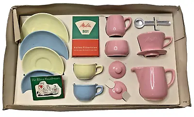 VTG Melitta Germany 801 Child’s Coffee Service Set Filters Pastel 1964 MCM W/Box • $119.95