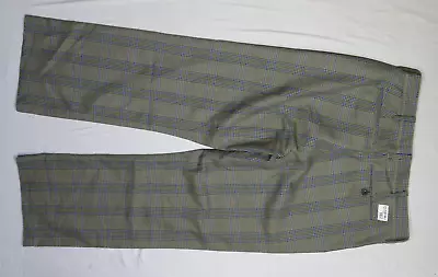 Abercrombie & Fitch A&f Co Mens Dress Pants 32r Green Plaid 100% Wool Relaxed • $25.79