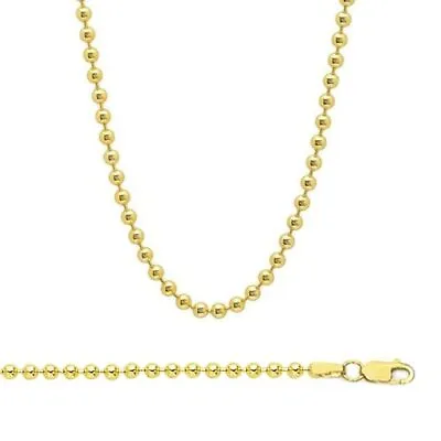 14k Solid Yellow Gold Chain Round Bead Ball Chain Necklace - All Sizes • $242