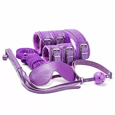 NEW Bondage Set Kit BDSM Restraint Ball Gag Fetish Handcuffs Whip Couple Sex   • $28