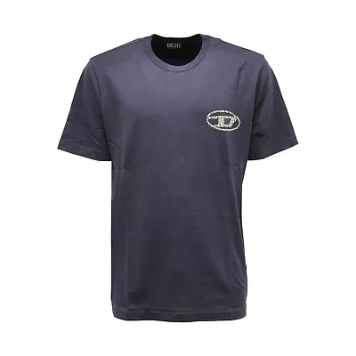 0433AQ Maglia Uomo DIESEL Man T-shirt Blue  T-JUST-D-MON • £79.80