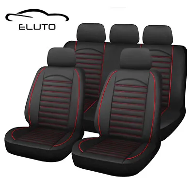 $44.99 • Buy Universal PU Leather Car Auto 5 Seat Cover Front Rear Full Set Cushion Protector