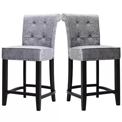 Upholstered Knocker Ring Back Bar Stool Studded Breakfast Kitchen Tall Chair • £92.95