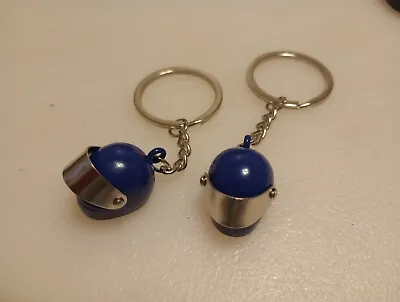 2 Blue Motorcycle Biker Helmet Moped Helmet Bike Helmet Keychain Key Rings • $14.99