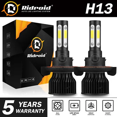 H13 9008 LED Headlight Bulbs Kit 10000W 1000000LM Hi/Lo Beam Super Bright White • $16.99