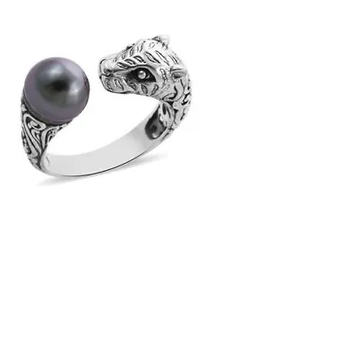 Tahitian Cultured Pearl 9 - 11 Mm Leopard Bypass Ring 925 Sterling Silver Size 8 • $37