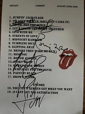 Rolling Stones Signed Cardiff Setlist By All 4 Members----Original Authenticated • $3832
