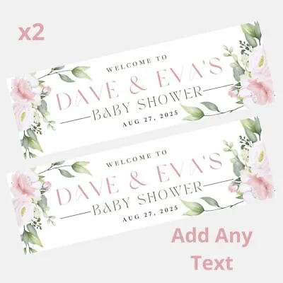 £5.49 • Buy 2x Personalised BABY SHOWER / GENDER REVEAL Banners LARGE Party Poster Flowers