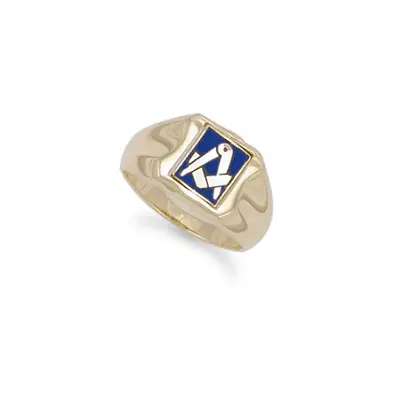 9ct Gold Hallmarked Blue Enamel Rectangular Swivel Masonic Ring • £475.20