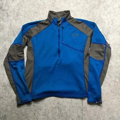 Mountain Hardwear 1/2 Zip Fleece Jacket Mens Large L Blue Stretch Pullover Logo • $29.95