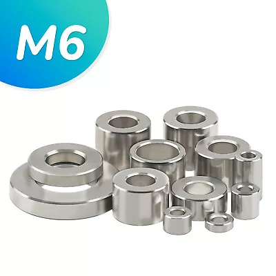 M6 Stainless Steel Spacers Bush Standoffs 8mm - 24mm OD Round Thick Washers • $120.29