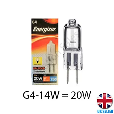 2 X G4 Energizer Halogen Capsule Light Bulb Replace LED Lamp 12v - 14w 20w UK • £3.99