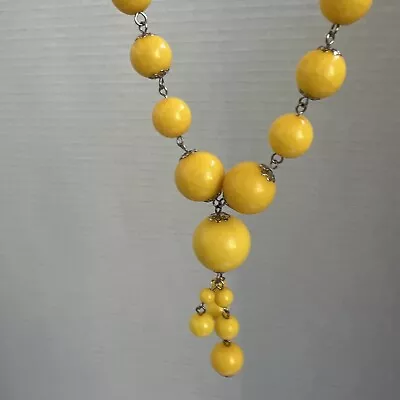 Vintage Pop Art Yellow Bead Necklace • $15