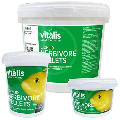 Vitalis Cichlid Herbivore Pellets Fish Food Replaces Rift Lake Green Malawi • £15.49