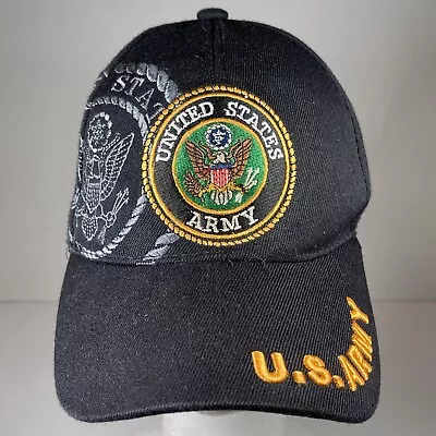 Army Gold Eagle Army Veteran Black Adjustable Strap Hat Cap Embroidered U.S. • $12.13