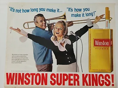 1968 Winston Super Kings Cigarettes Playing Trombone Vintage Ad • $9.99