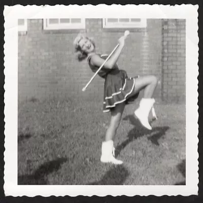 Young Lady Backyard Majorette Practice Demonstration: Vintage SNAPSHOT Photo • $3.98