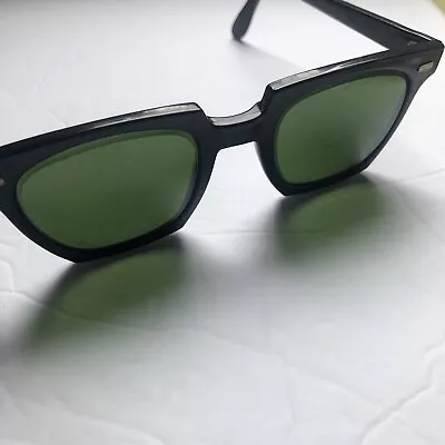 Vintage Willson Z87 Hornrim Safety Glasses Black Frame Green Made In U.S.A. • $32