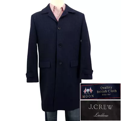 J Crew Ludlow Moon Mens Blazer Size 40R Topcoat Two Button Jacket Blue Tweed • $149.99