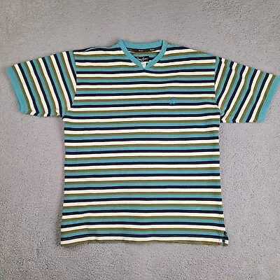 Sean Jean T-Shirt Mens XL Striped Thermal Waffle V Neck Short Sleeve Cotton • $10.46