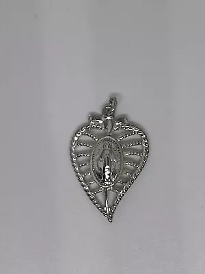 Sterling Silver 925 Virgin Mary￼ Heart ￼Charm/Pendant • $30