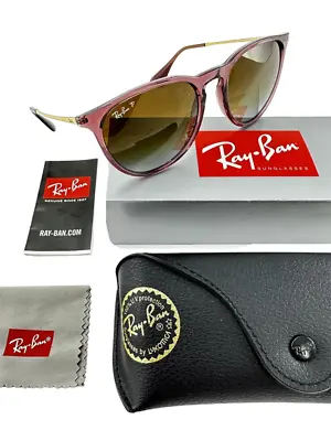 Ray Ban NEW Polarized Erika Transparent Brown Gradient 54mm Sunglasses RB4171 • $91.08