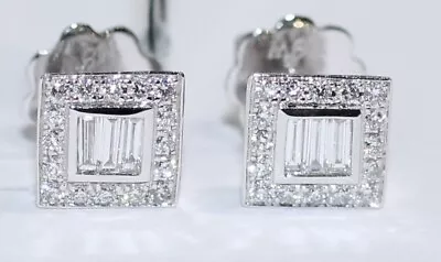 18ct. White Gold Diamond Set Halo Cluster Earrings By Mappin & Webb • £950