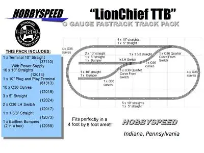 LIONEL FASTRACK LIONCHIEF TTB TRACK PACK LAYOUT Train O GAUGE Siding Bumpers NEW • $234.84