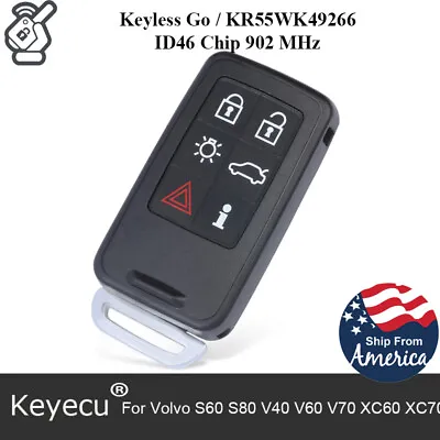 For Volvo S60 S80 VC60 VC70 XC60 SMART KEY KEYLESS REMOTE FOB KR55WK49266 902MHZ • $32.68