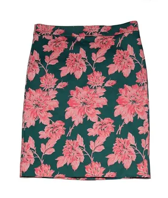 J Crew Pencil Skirt Pink Green Floral Size 4 • $15.99
