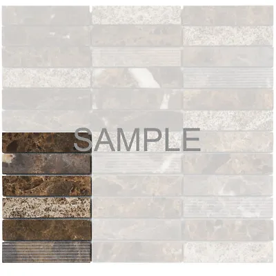 Emperador Dark Brown Marble Stone Mosaic Tile Texture Stacked Kitchen Backsplash • $2.99
