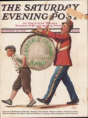OCT 20 1928 Heavy! Marching Band Bass Drum SATURDAY EVENING POST COVER ONLY • $99.95