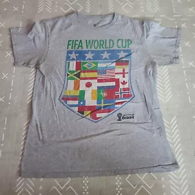 Fifa Men's World Cup Brasil Flags Shirt Size Medium Grey Short Sleeve • $10