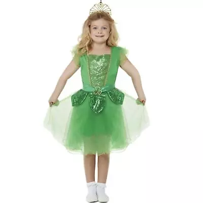 Girls Kids Deluxe Green Glitter Fairy Fancy Dress Costume St Patrick's Day • £13.27