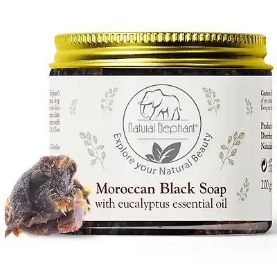 Moroccan Black Soap With Eucalyptus Essential Oil 200G (7Oz) • $22.99