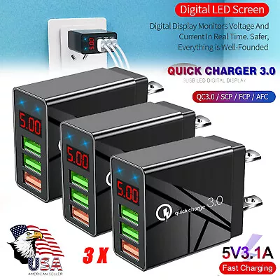3X 3 Port Fast Quick QC 3.0 USB Hub 5V Wall Charger Power Charge Adapter US Plug • $6.25